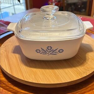 Corningware White Baking Dish with Blue Accents